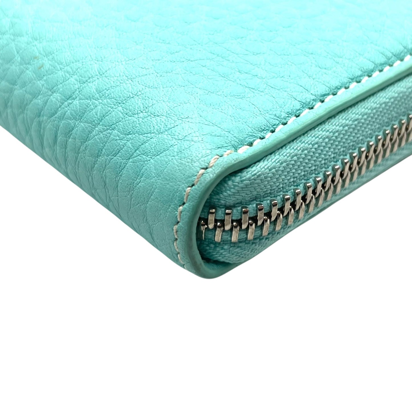 Authentic Tiffany & Co. Long Wallet Round Zipper Leather Silver Hardware with Box