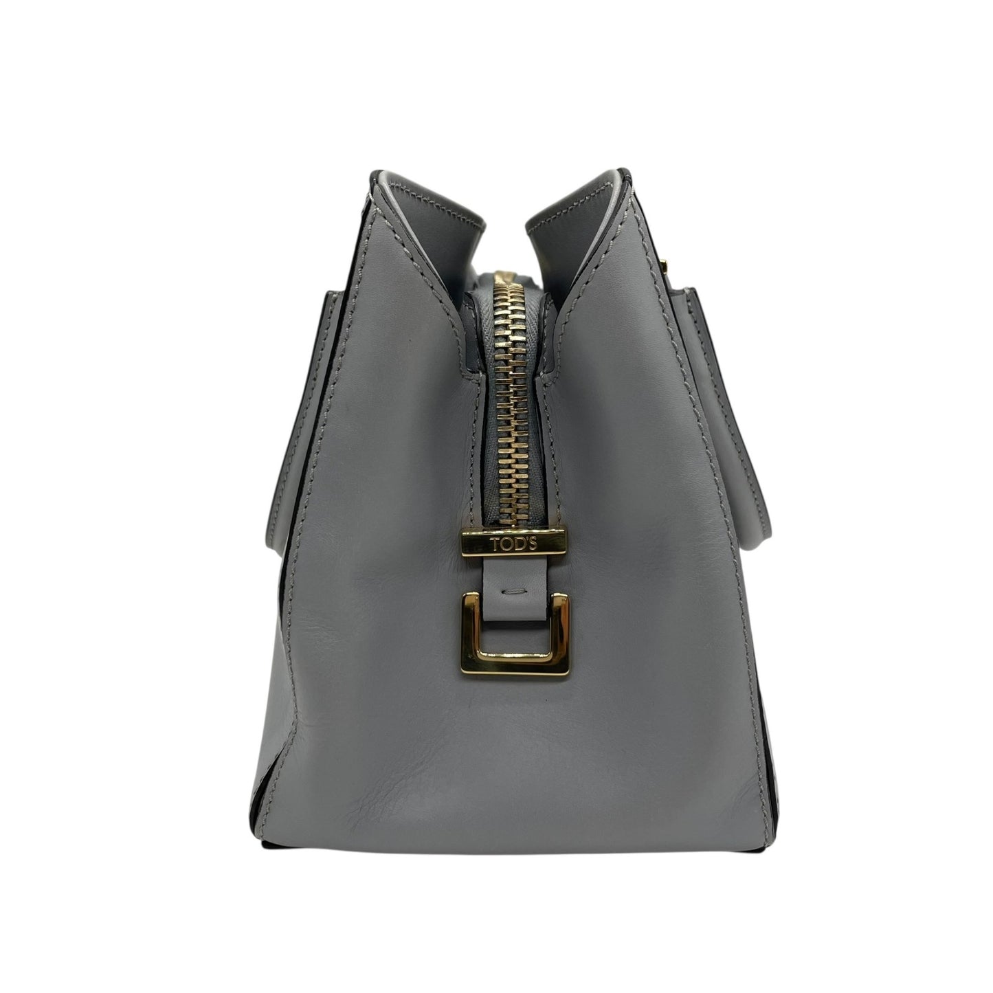 極美品 トッズ TOD'S Dキューブ スモール Dバッグ 2WAY ハンドバッグ ショルダーバッグ ミニボストン 肩掛け 斜め掛け グレーブルー 青 グレー 本革 レザー レディース A