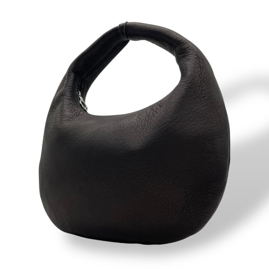 未使用保管品 Aeta アェタ アエタ ROUND ONE SHOULDER S ハンドバッグ 黒 ブラック レザー シルバー金具 ワンショルダー 手提げ レディース K7