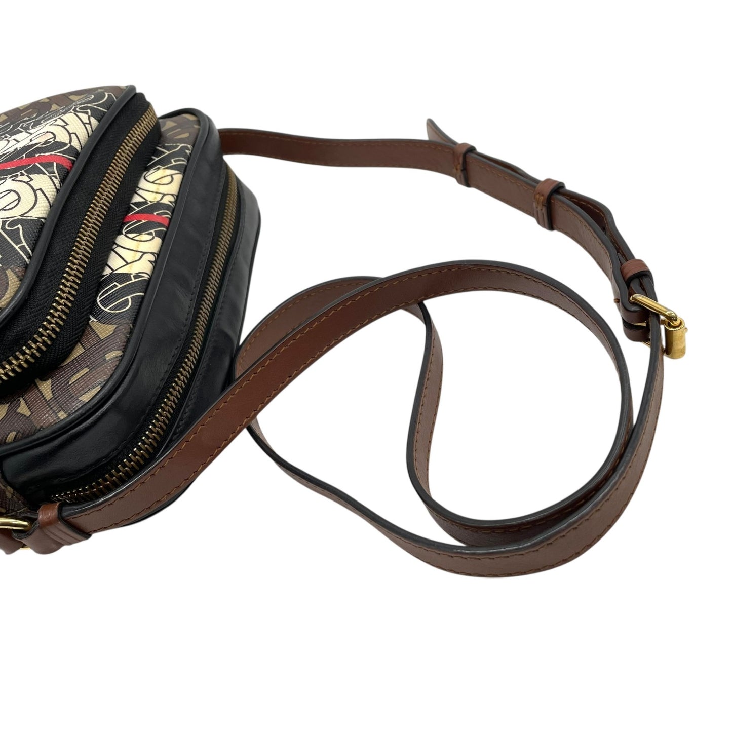 Authentic BURBERRY Monogram Stripe PVC Leather Shoulder Bag Brown Multi