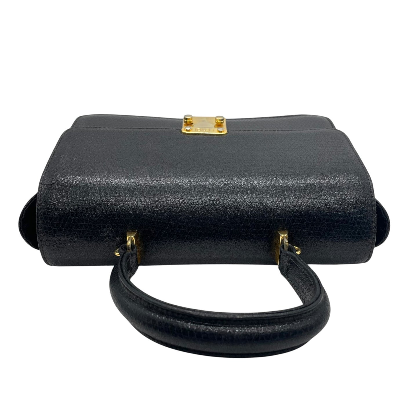 FENDI フェンディ ハンドバッグ 2way ショルダーバッグ 黒 ブラック レザー ゴールド金具 FF ロゴ ヴィンテージ 本革 トップハンドル Fendi Handbag Shoulder Bag Vintage D