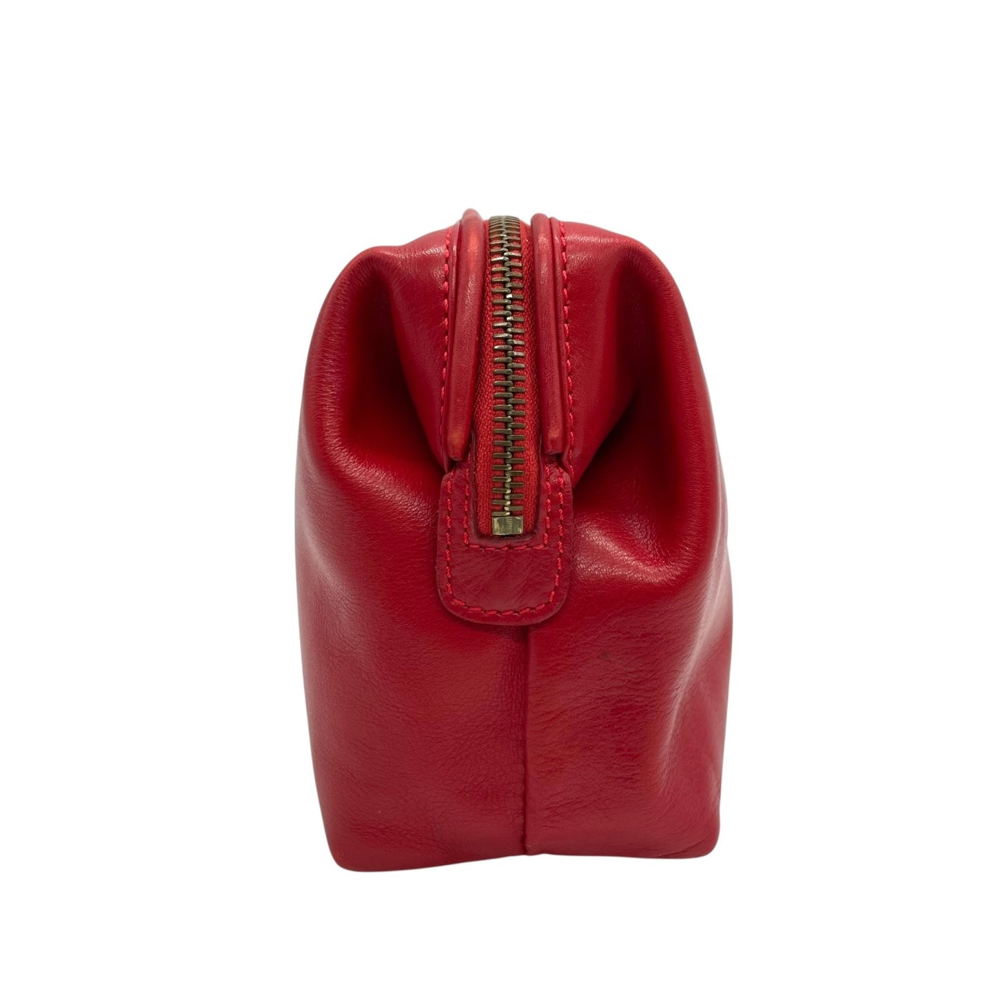 美品 CELINE セリーヌ オールドセリーヌ ポーチ メイクポーチ 化粧ポーチ クラッチバッグ 赤 レッド レザー ゴールド金具 ロゴ ヴィンテージ レディース ヴィンテージ K6