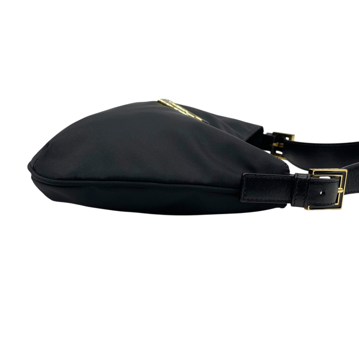 【未使用級】 FENDI フェンディ FFモチーフ ナイロン ショルダーバッグ ブラック ヴィンテージ オールド FF金具 ゴールド金具 ロゴ C3 美品