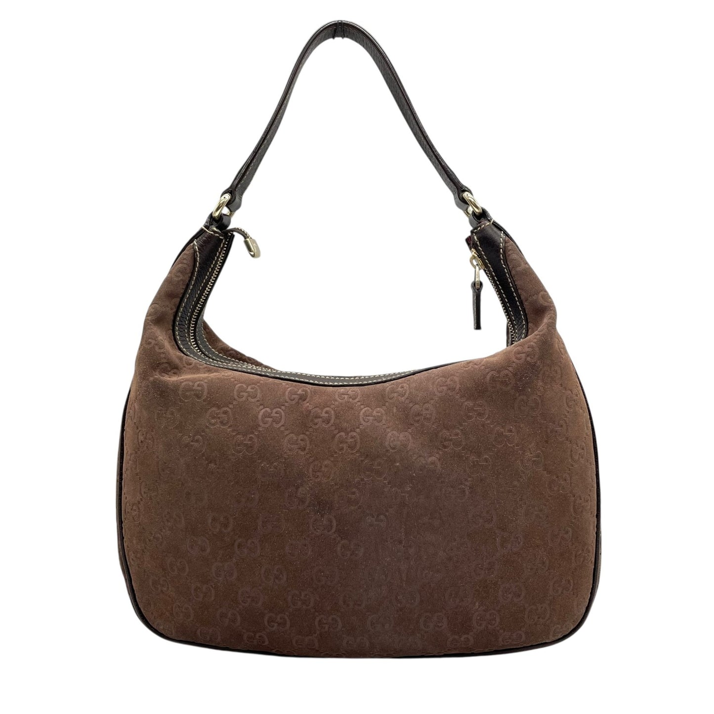 希少 GUCCI グッチ ワンショルダー ショルダーバッグ GG柄 スエード×レザー ブラウン 茶色 エンボス Y2K 153010 肩掛け B3