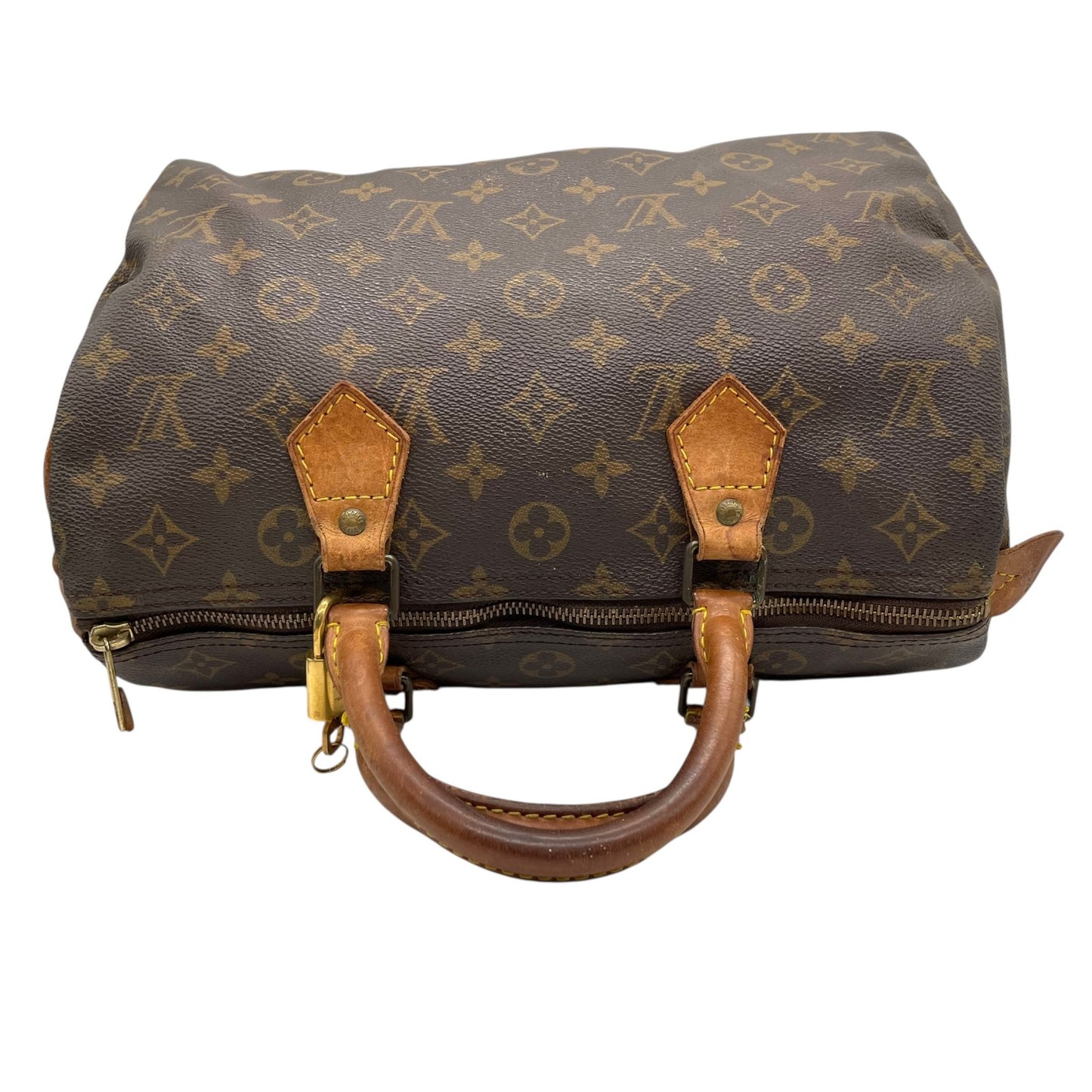 LOUIS VUITTON ルイヴィトン モノグラム スピーディ30 2WAY ボストンバッグ ミニボストン M41526 斜め掛け可 PVC レザー ブラウン ゴールド金具 パドロック ハンドバッグ レディース D