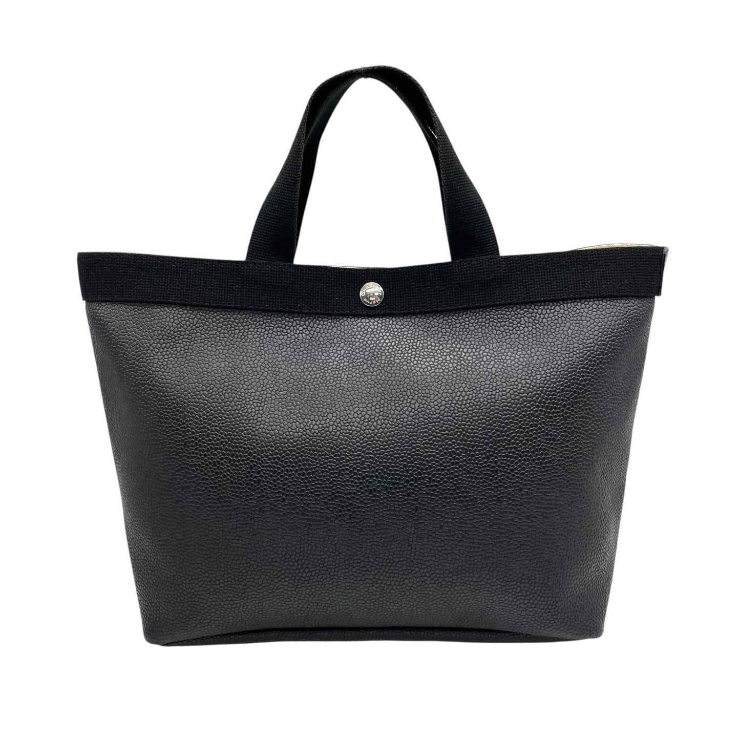 美品 エルベシャプリエ Herve Chapelier トートバッグ GPライン ブラック 黒 コーテッドキャンバス レザー調 シンプル 上品 バッグ レディース A