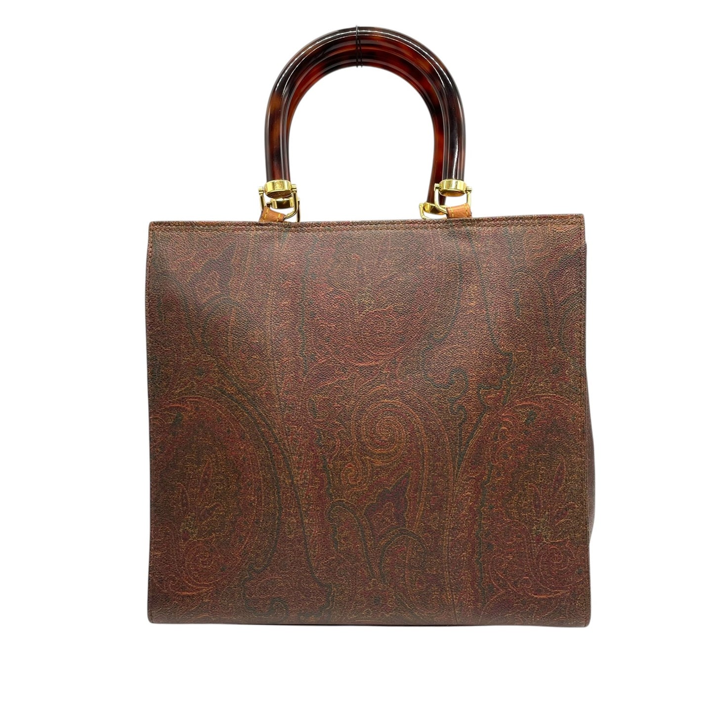 美品 エトロ ETRO ペイズリー柄 トートバッグ ハンドバッグ 2WAY ブラウン 茶色 ショルダー レザー ストラップ付き ヴィンテージ 高級 バッグ A