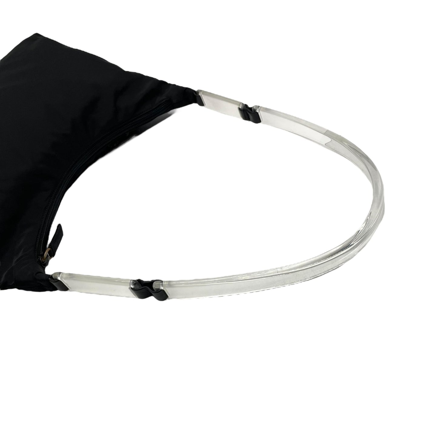 美品 PRADA プラダ ワンショルダー ショルダーバッグ ハンドバッグ 三角プレートロゴ トライアングルロゴ 黒 ブラック ナイロン シルバー金具 レディース B2