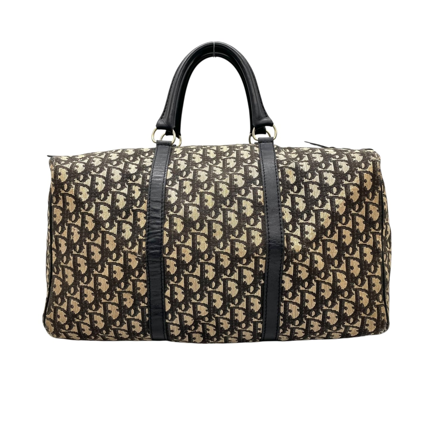 Christian Dior クリスチャンディオール Dior トロッター ボストンバッグ 旅行バッグ キャンバス×レザー ロゴ総柄 大容量 ヴィンテージ ハンドバッグ ネイビー C8