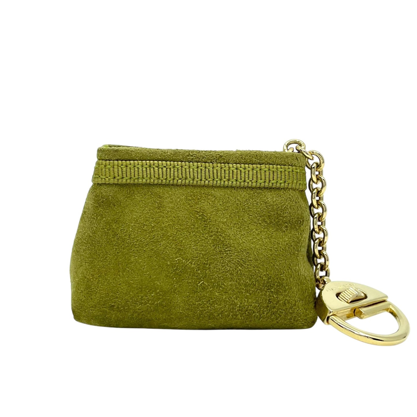 サルヴァトーレフェラガモ Ferragamo ヴァラリボン バッグチャーム キーホルダー コインケース 小物入れ スエード 緑 グリーン ゴールド金具 ボックス付 M3