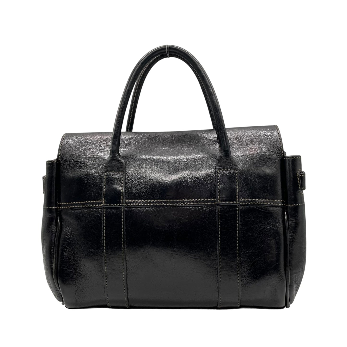 美品 MULBERRY マルベリー ベイズウォーター ハンドバッグ トートバッグ 黒 ブラック レザー シルバー金具 手提げ ターンロック レディース D