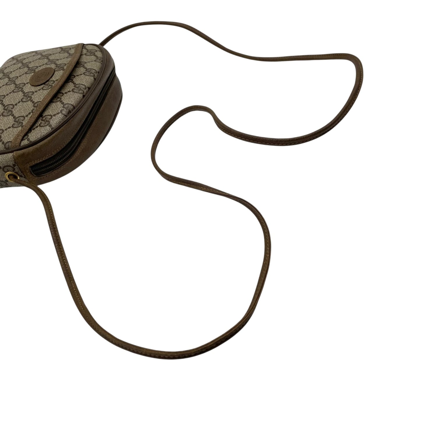 GUCCI グッチ GGスプリーム ショルダーバッグ 茶 ブラウン PVC レザー ゴールド金具 クロスボディ 斜め掛け可 オールドグッチ ヴィンテージ GG柄 レディース Z3