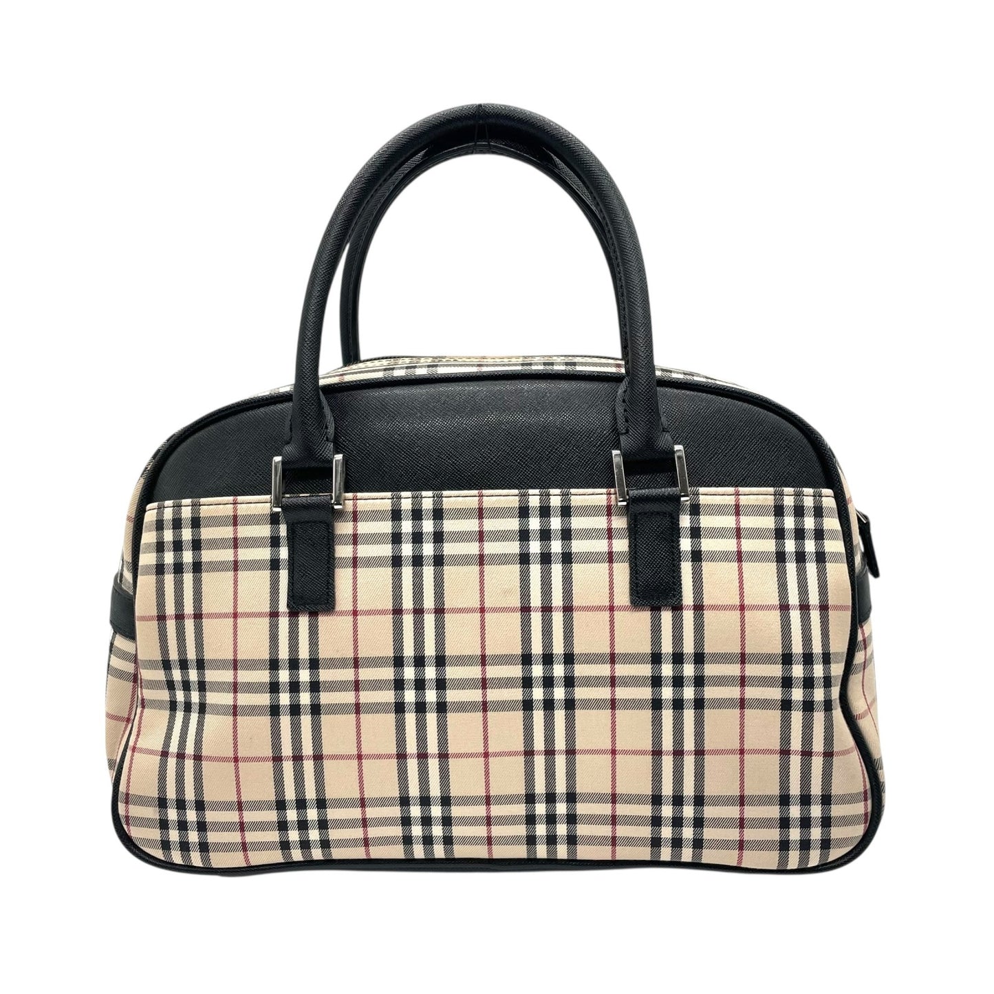 極美品 バーバリー Burberry ヴィンテージ ボストンバッグ ノバチェック 黒 ブラックレザー ハンドバッグ C