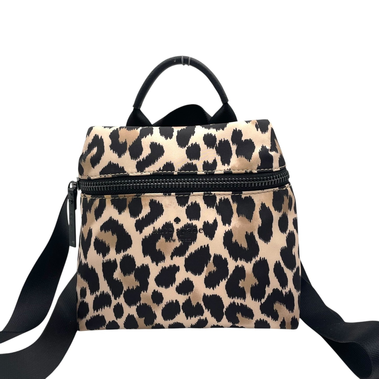 ケイトスペード KATE SPADE リュック レオパード柄 バックパック ベージュ×ブラック 黒 ナイロン レディース U8