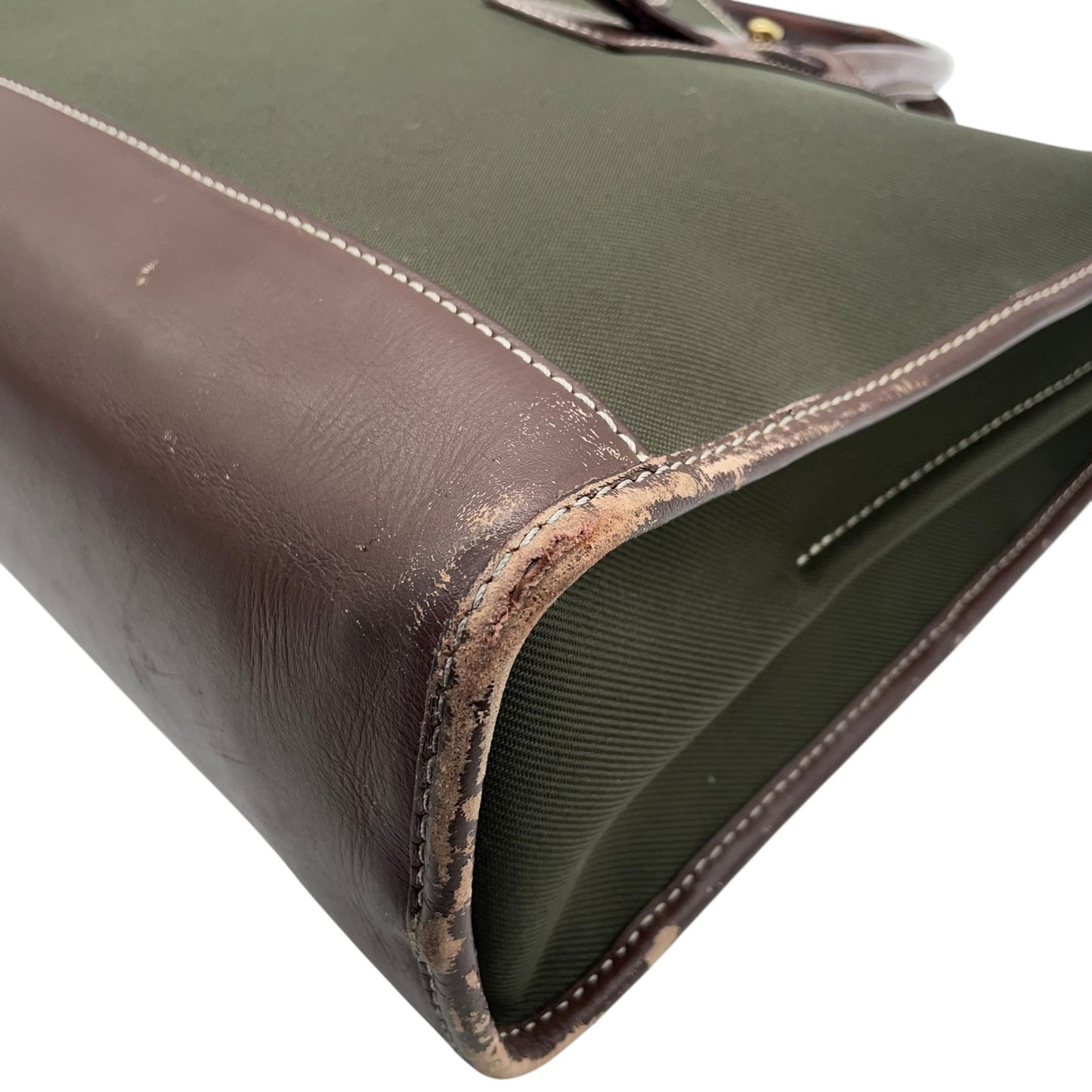 ハンティングワールド HUNTING WORLD トートバッグ ビジネスバッグ キャンバス×レザー グリーン×ブラウン 緑 茶色 メンズ S14