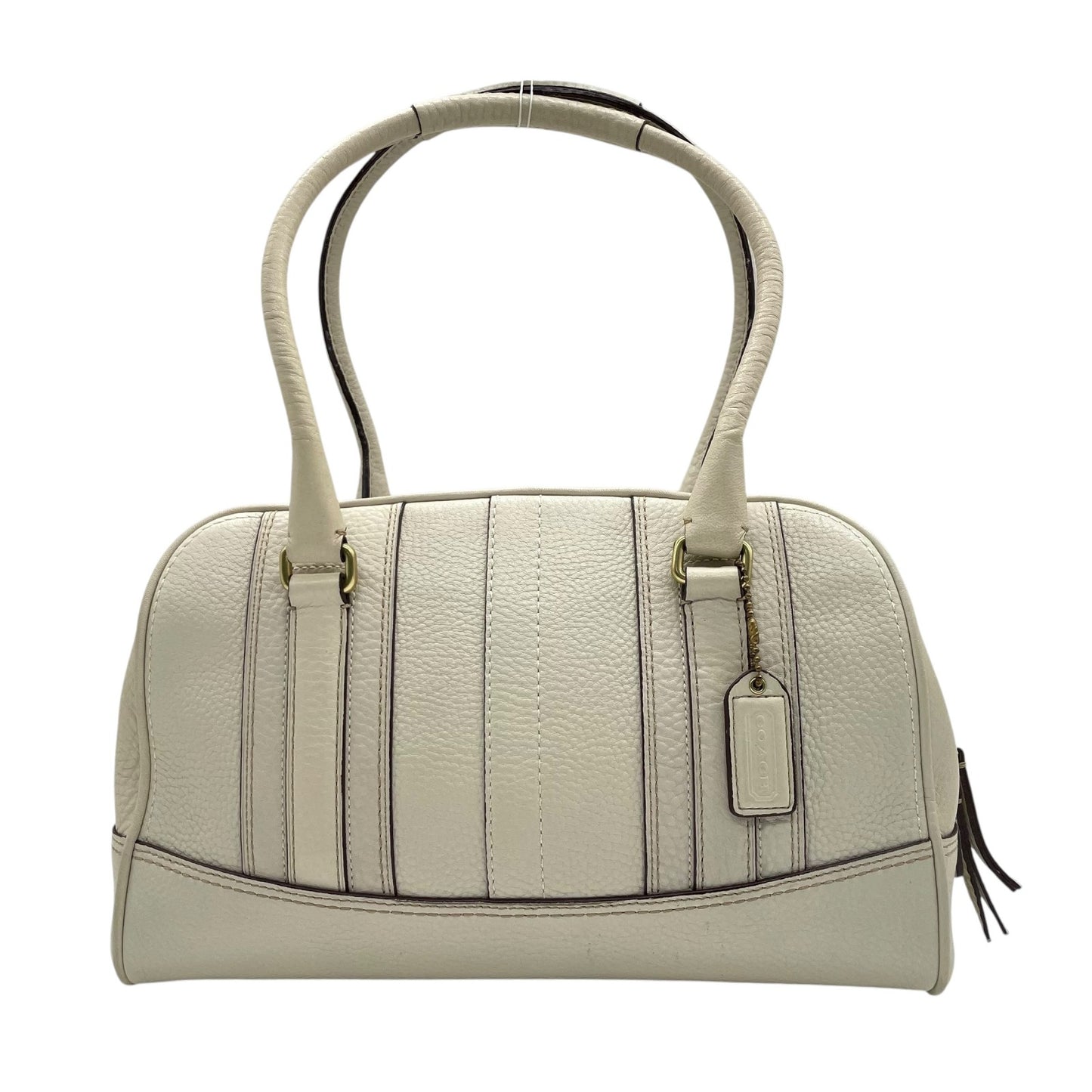 コーチ COACH ハンドバッグ レザー 白 ホワイト系 チャーム タグ付き フリンジ レディース T3