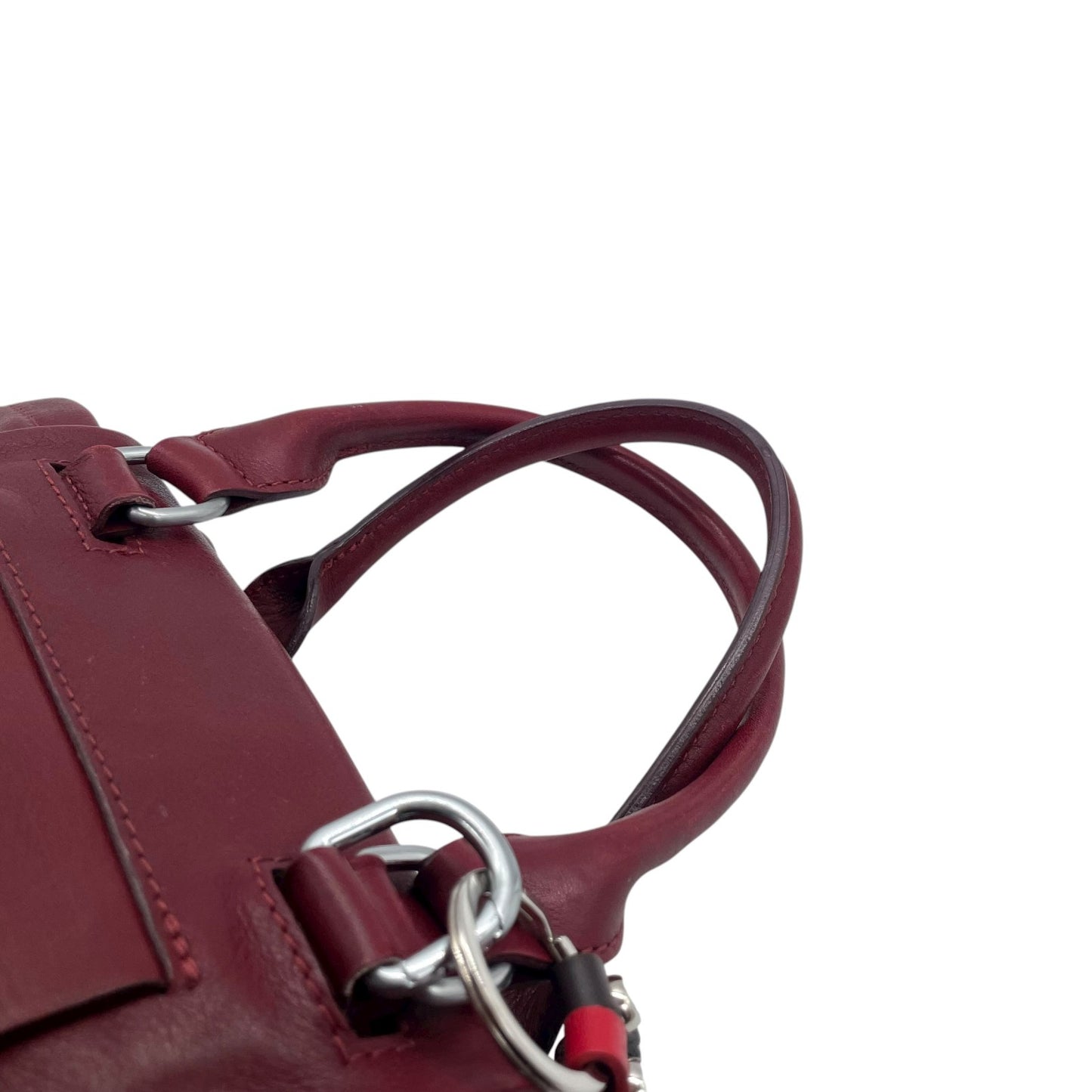 ロンシャン LONGCHAMP ハンドバッグ レザー ワインレッド 本革 チャーム付き Y2K ヴィンテージ ユニセックス s94