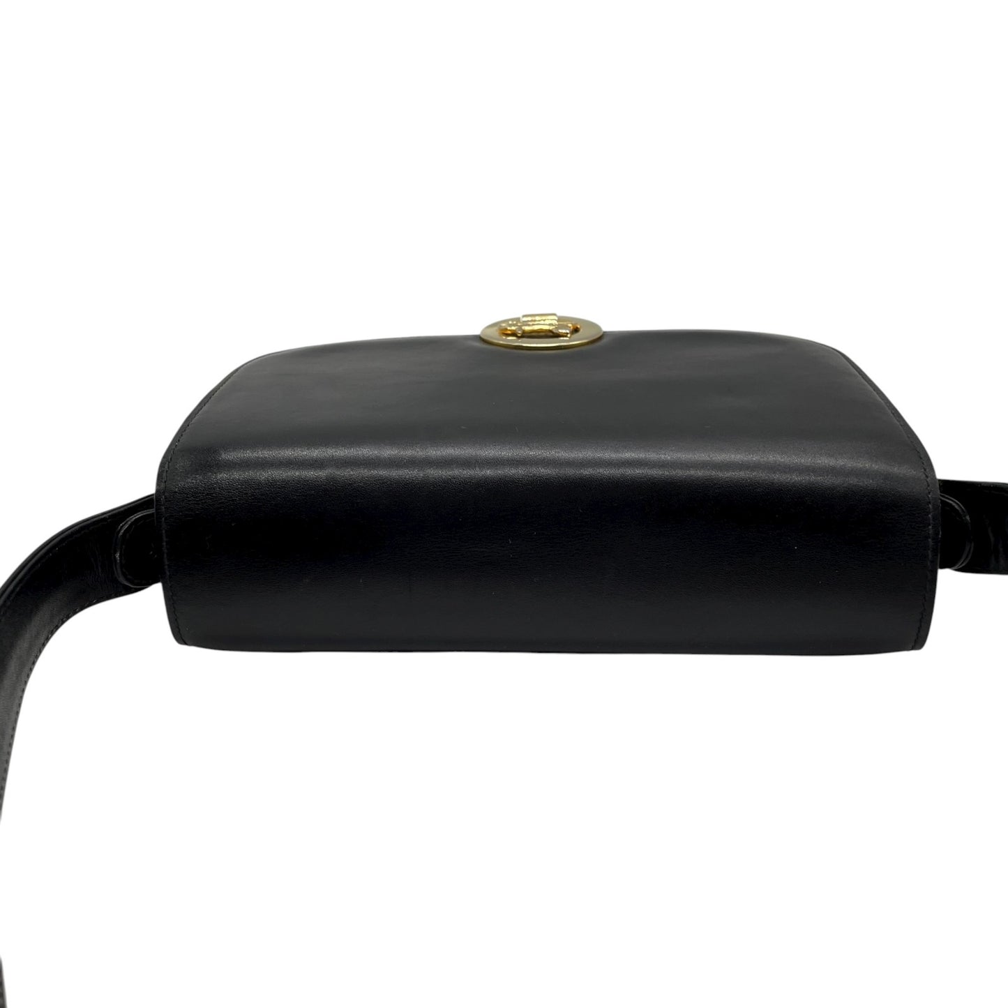 美品 セリーヌ CELINE ホースロゴ ホースキャリッジ金具 ショルダーバッグ 黒 ブラック レザー ヴィンテージ 馬車金具 金金具 ゴールド K5