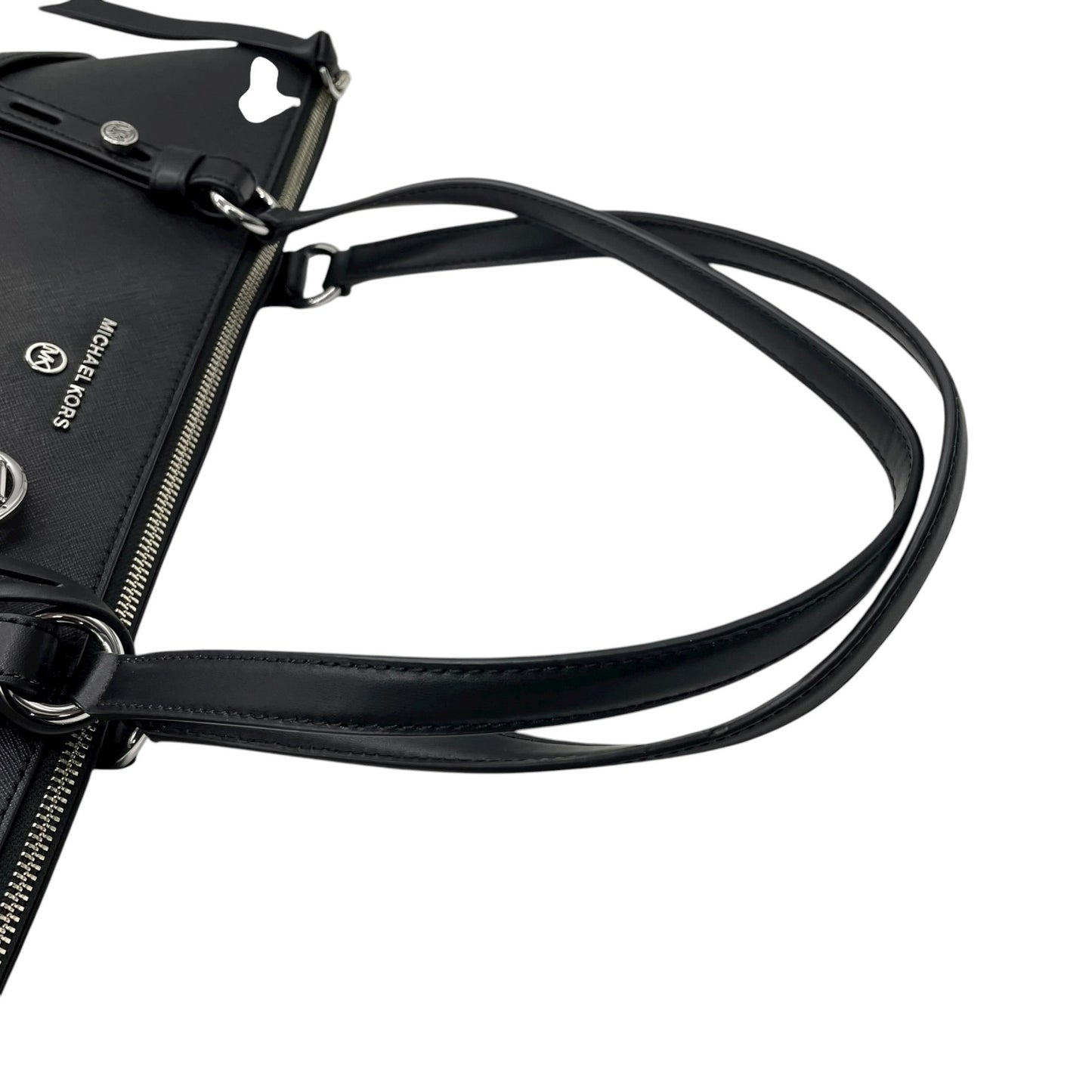 新品同様 美品 マイケルコース MICHAEL KORS トートバッグ ビジネストート レザー 黒 ブラック ロゴチャーム タッセル付き A