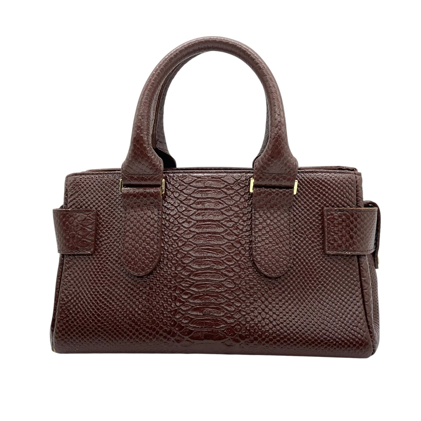 サマンサタバサ Samantha Thavasa 型押し レザー ハンドバッグ ブラウン 茶色 金金具 ゴールド金具 S51