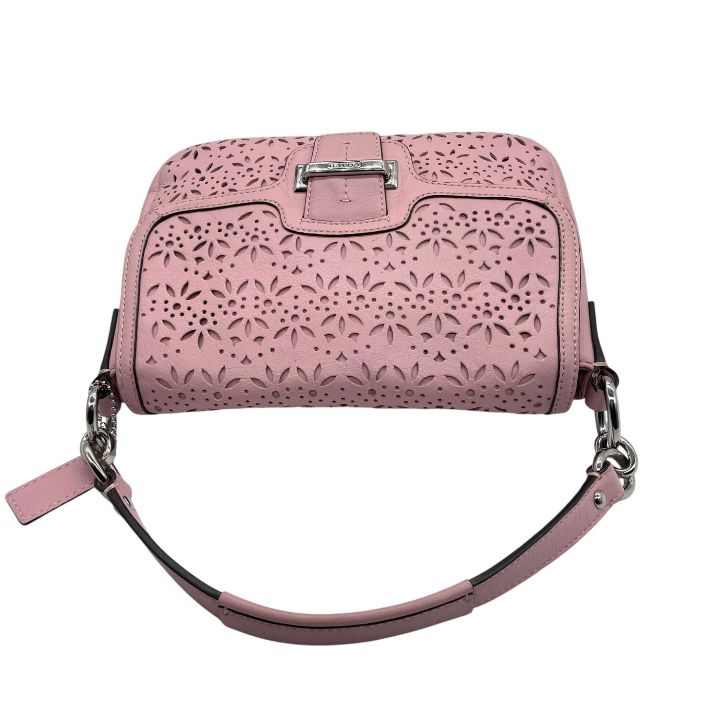 コーチ COACH フラワーカットワーク レザー ワンショルダー ショルダーバッグ ピンク 2WAY シルバー金具 S50