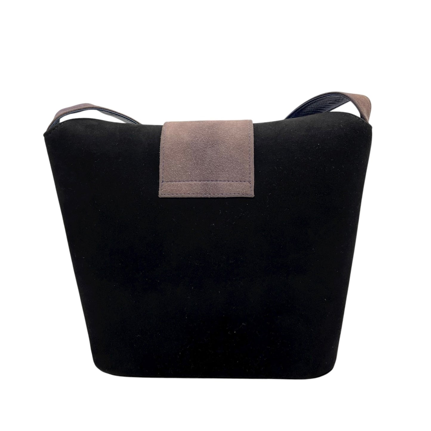 バリー BALLY スエード レザー コンビ ショルダーバッグ フラップ 黒 ブラック グレー金具 レディース C12