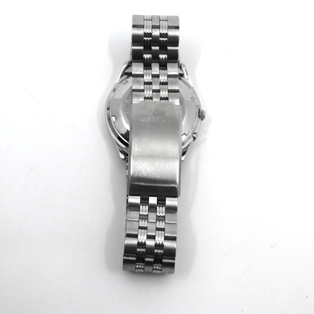 未使用品　オリエント　スリースター　腕時計　シルバー　デイデイト　自動巻き　日本製　ステンレススチール　カレンダー　アナログ　メンズ　ORIENT　クラシック　ウォッチ G4