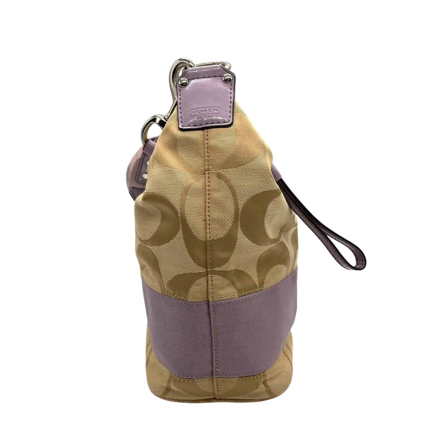 コーチ COACH シグネチャー ワンショルダー ショルダーバッグ F17434 ベージュ ライトパープル キャンバス レザー S18