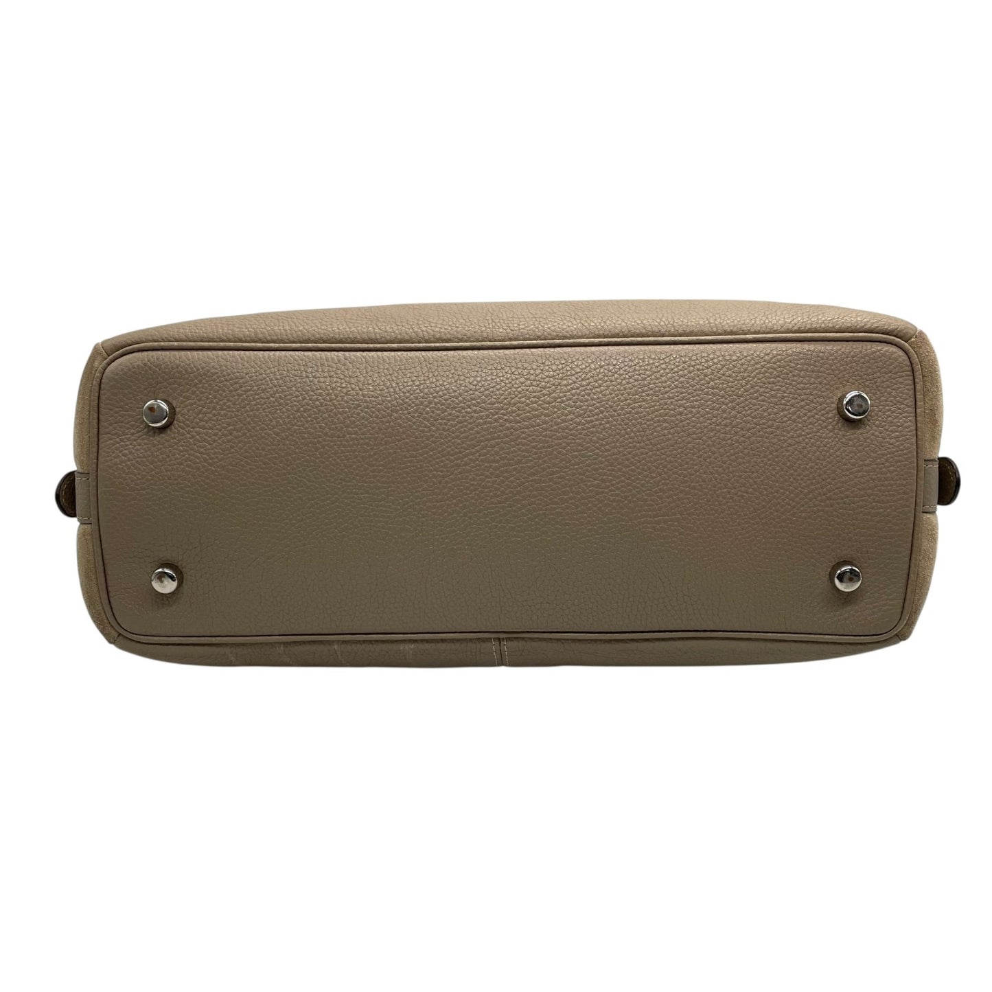 コーチ COACH Cチャーム トートバッグ ハンドバッグ スエード レザー グレー ベージュ シルバー金具 T4