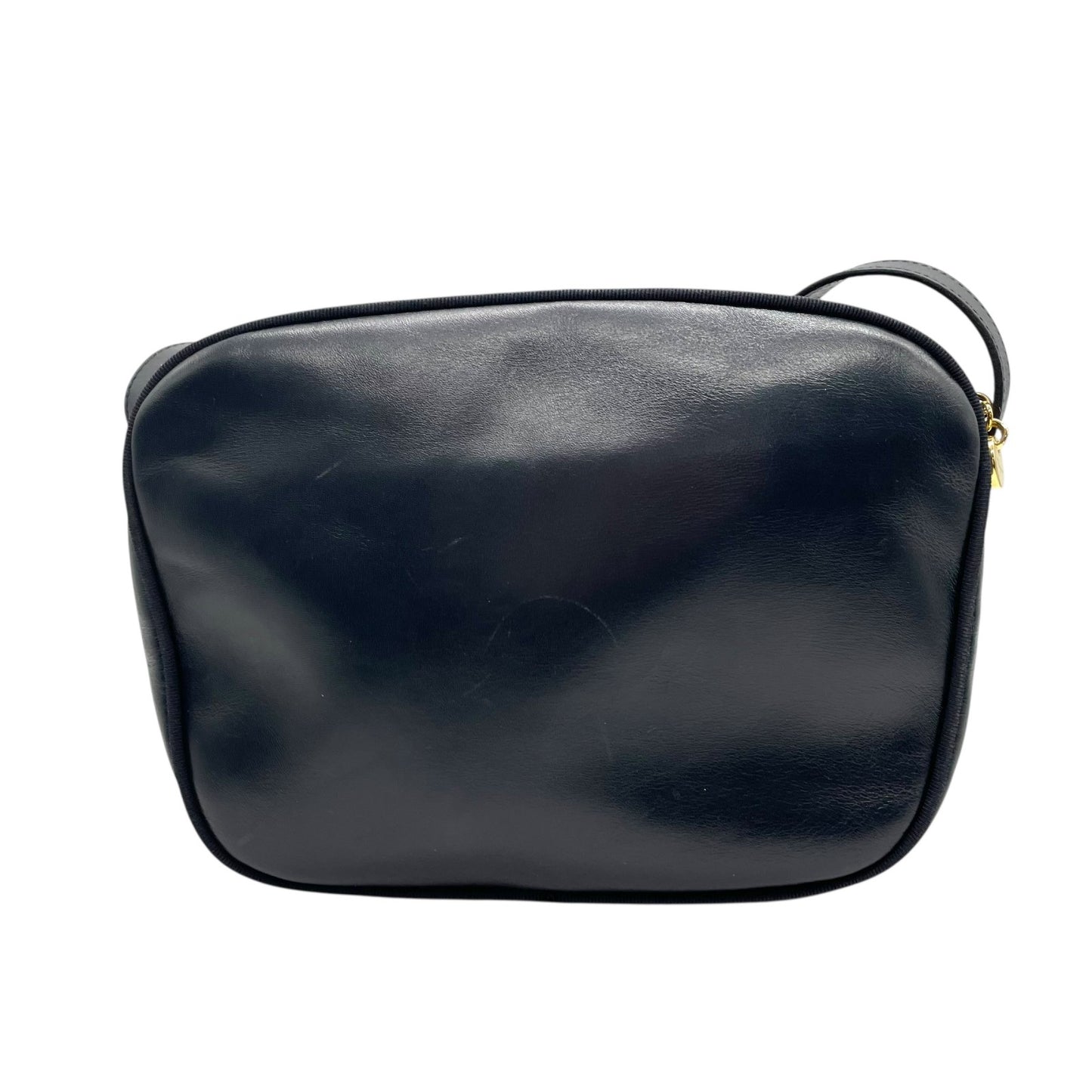 美品 サルヴァトーレ フェラガモ Salvatore Ferragamo ヴァラリボン ショルダーバッグ 紺 ネイビー レザー ゴールド金具 レディース B3