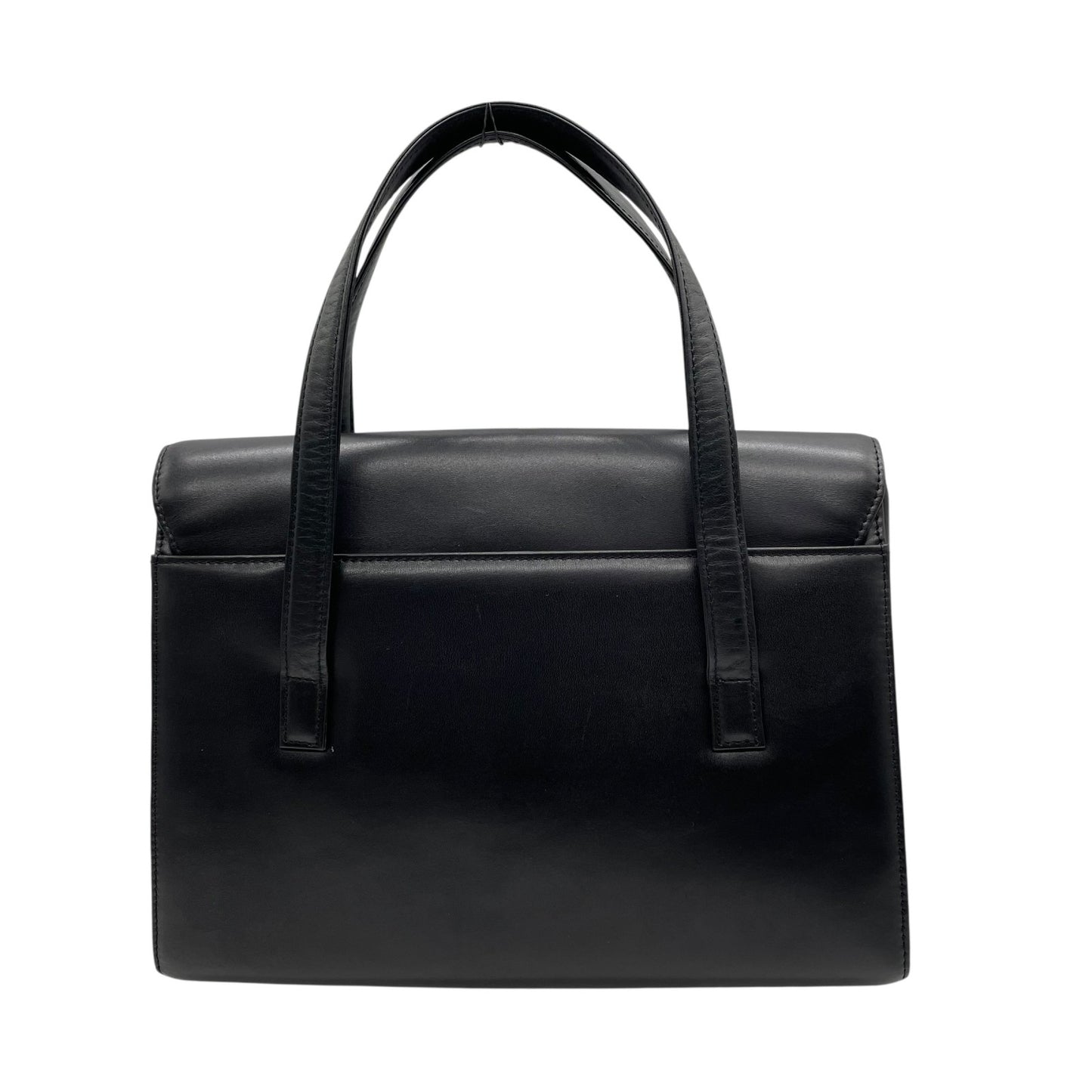 美品 ジバンシィ GIVENCHY ジバンシー レザー ハンドバッグ トートバッグ 黒 ブラック ロゴボタン フラップ フォーマルバッグ C1