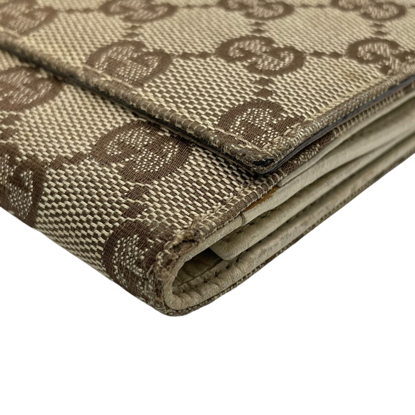 グッチ GUCCI 長財布 GGキャンバス レザー ホースビット ブラウン アイボリー オレンジ GG柄 ゴールド金具 メンズ レディース M1