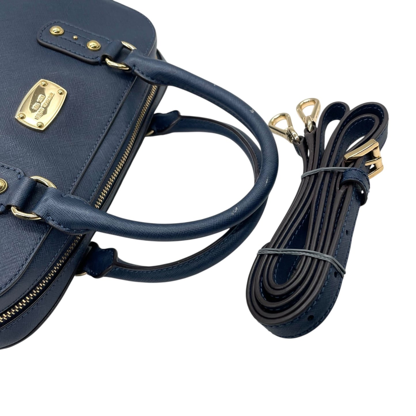 美品 MICHAEL KORS マイケルコース 2WAY ハンドバッグ ショルダーバッグ ネイビー レザー ゴールド金具 ロゴ 斜め掛け可 手提げ レディース T3