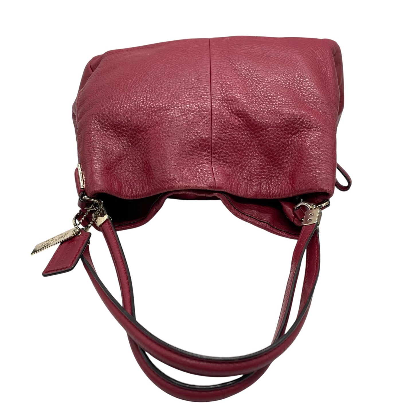 COACH コーチ ハンドバッグ トートバッグ 赤 レッド レザー ゴールド金具 ロゴ チャーム付き 肩掛け可 レディース T4