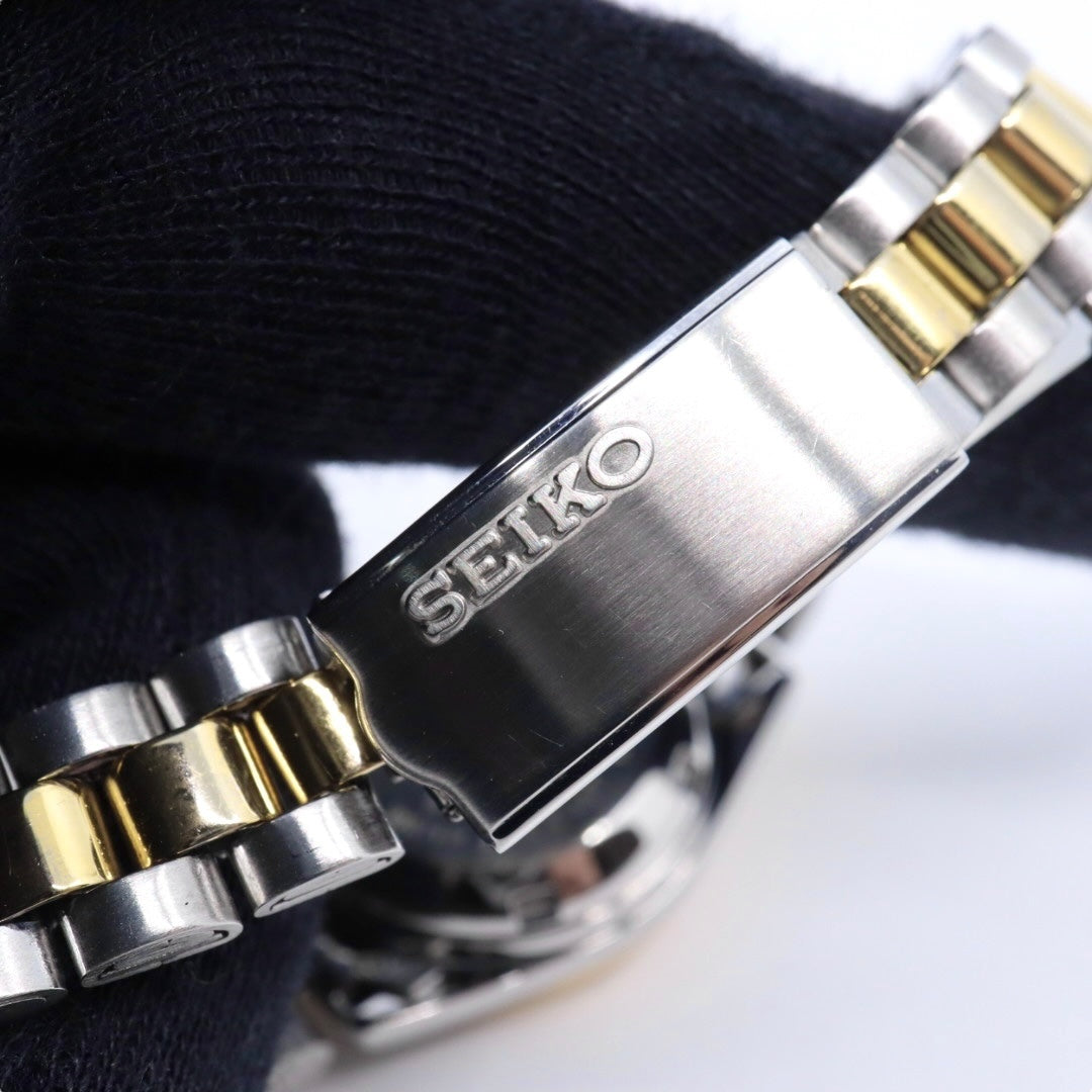 【未使用級/美品/稼働品】セイコー SEIKO 5 レディース腕時計 4206-0510 自動巻き オートマチック デイデイト ゴールド文字盤 コンビブレス フルテッドベゼル アナログ クラシック ビンテージ エレガント クリーニング済 G2