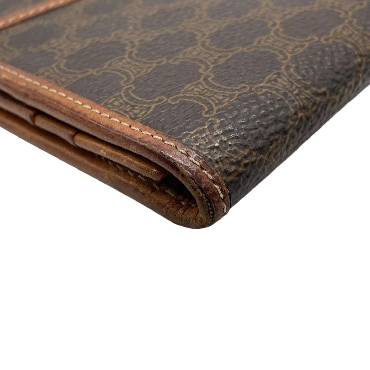 セリーヌ CELINE 長財布 折り財布 マカダム トリオンフ柄 茶色 ブラウン PVC レザー ヴィンテージ フラップ 4