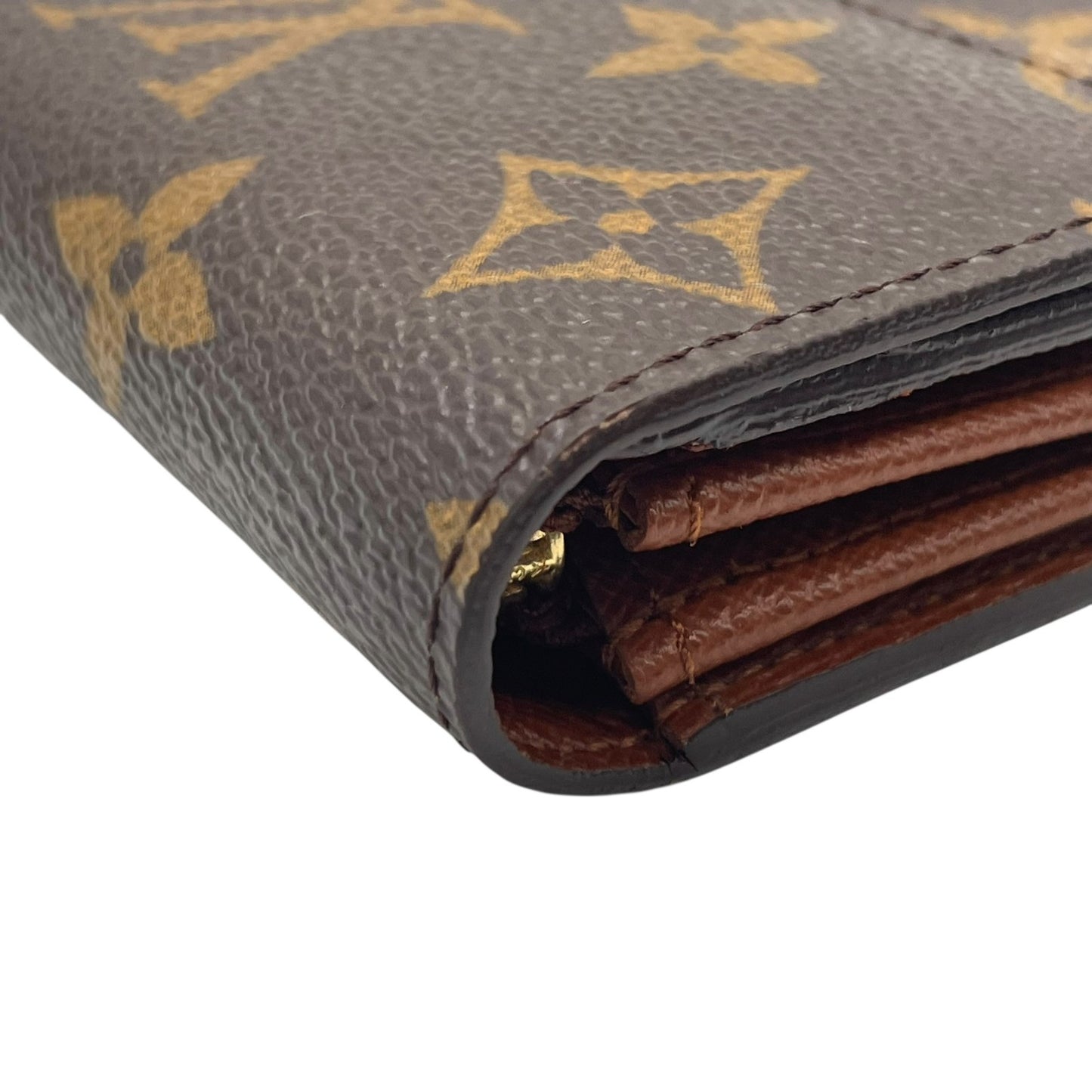 ルイ・ヴィトン LOUIS VUITTON LV モノグラム ポルトフォイユ サラ 長財布 M61734 シリアル刻印 フラップ 茶色 ブラウン 金金具 ゴールド ロゴ金具 W1