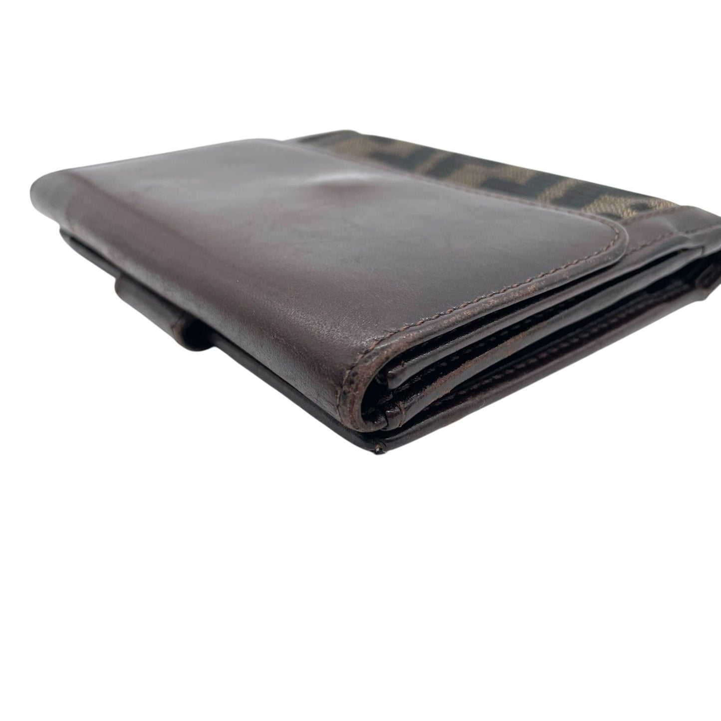 フェンディ FENDI 財布 ズッカ柄 ブラウン 茶色 ブラック 黒 キャンバス レザー 二つ折り ウォレット W4