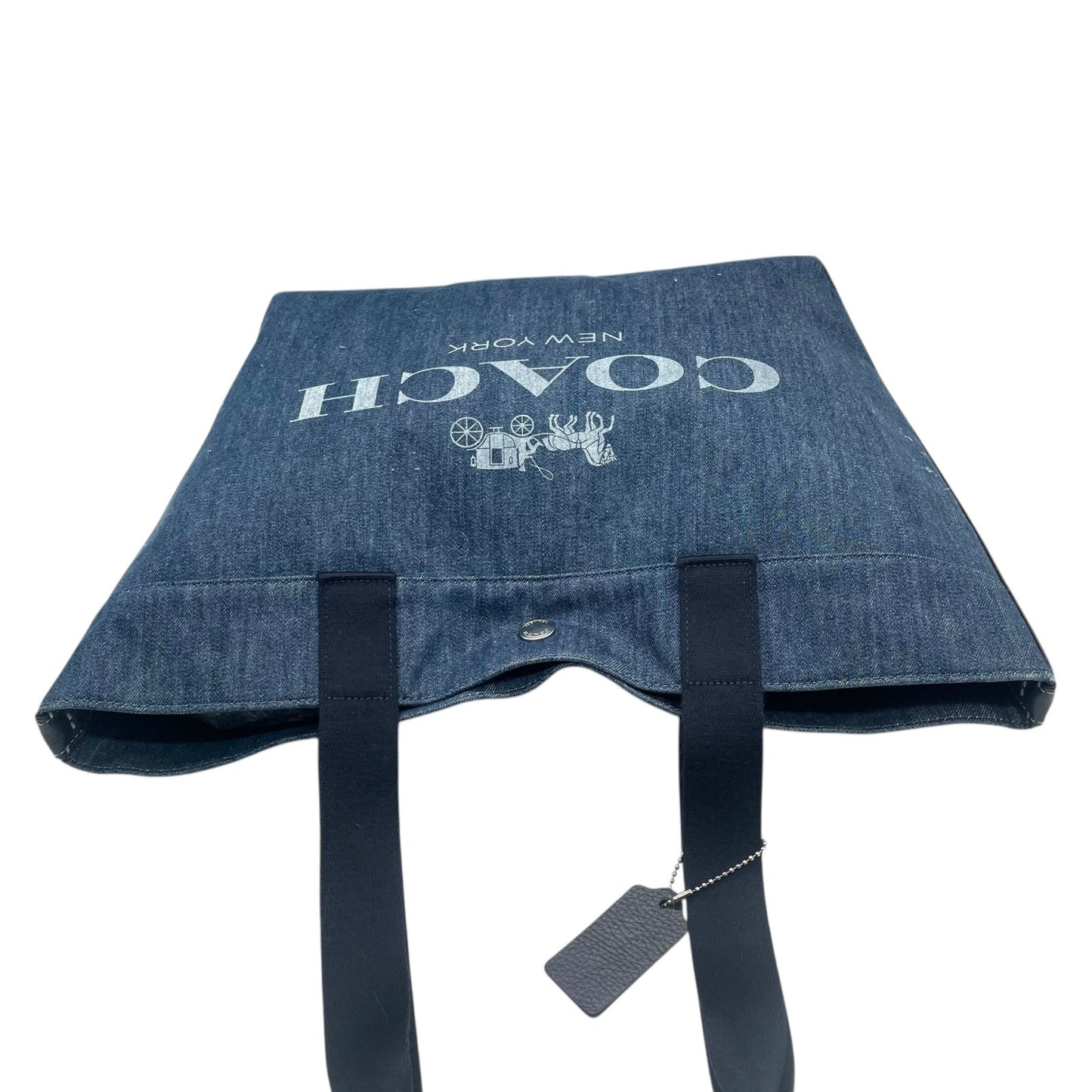 コーチ COACH デニム トートバッグ ショルダーバッグ ロングハンドル 肩掛け 馬車ロゴ ビッグロゴ 大容量 A4対応 ブルー レディース メンズ ヴィンテージ U17