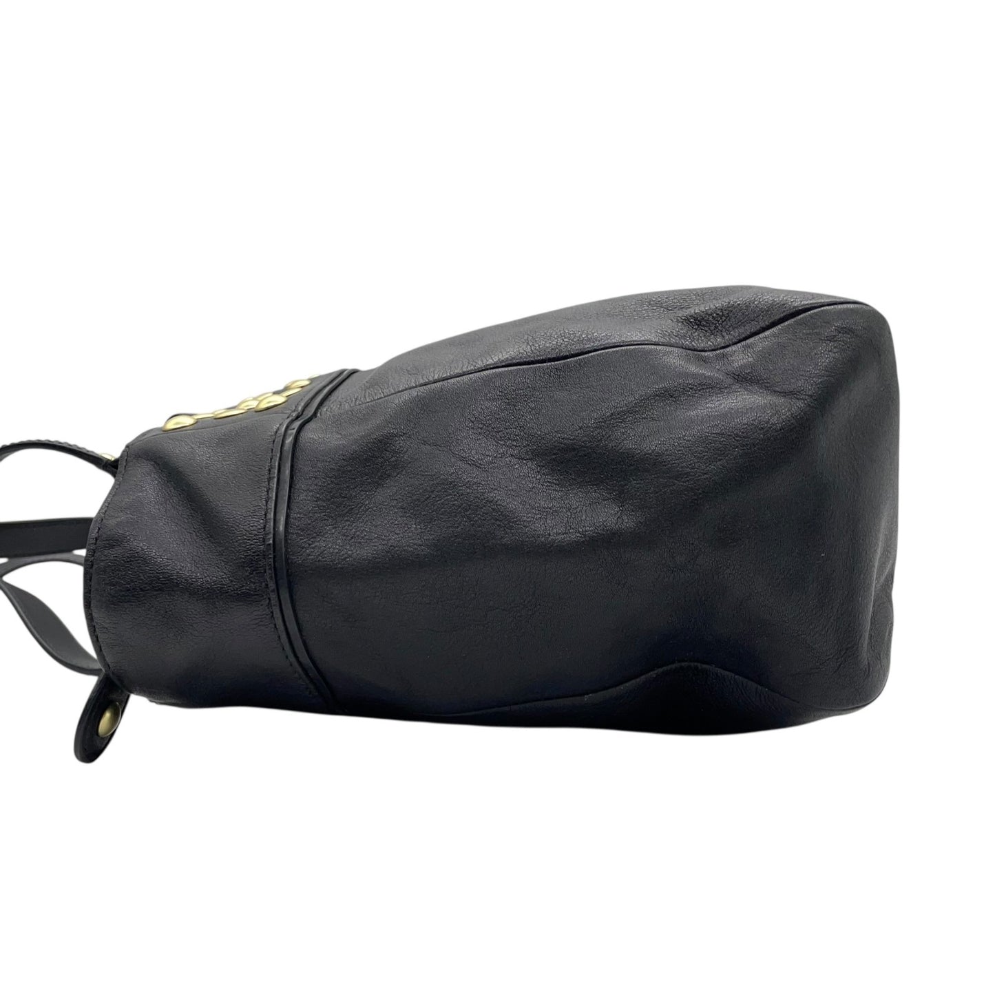 コーチ COACH ハンドバッグ ミニトート F15235 イーストウエスト ブラック レザー ゴールド金具 スタッズ ロゴチャーム付き レディース U17