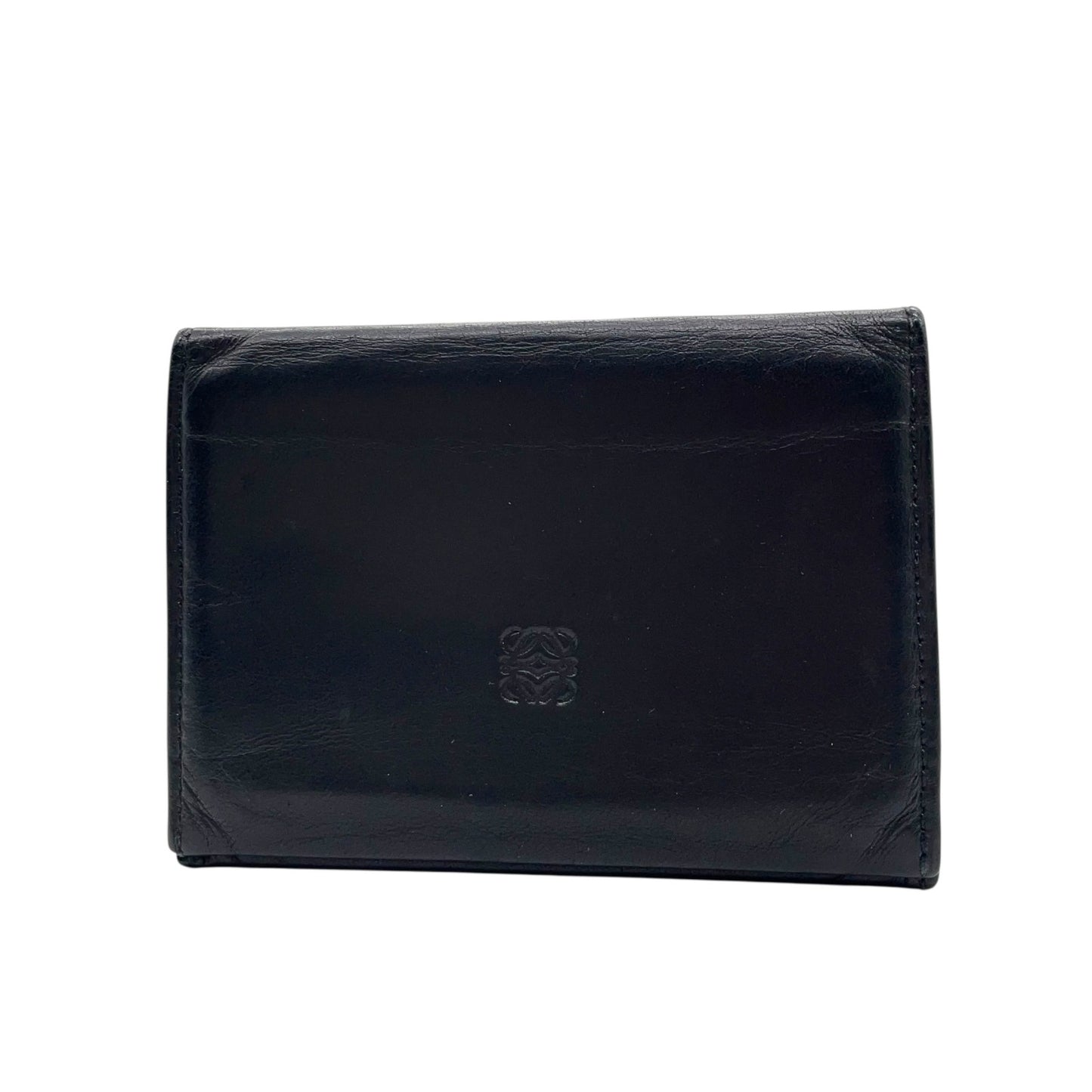 ロエベ LOEWE アナグラム レザー 二つ折り財布 黒 ブラック コンパクトウォレット メンズ レディース ヴィンテージ W4
