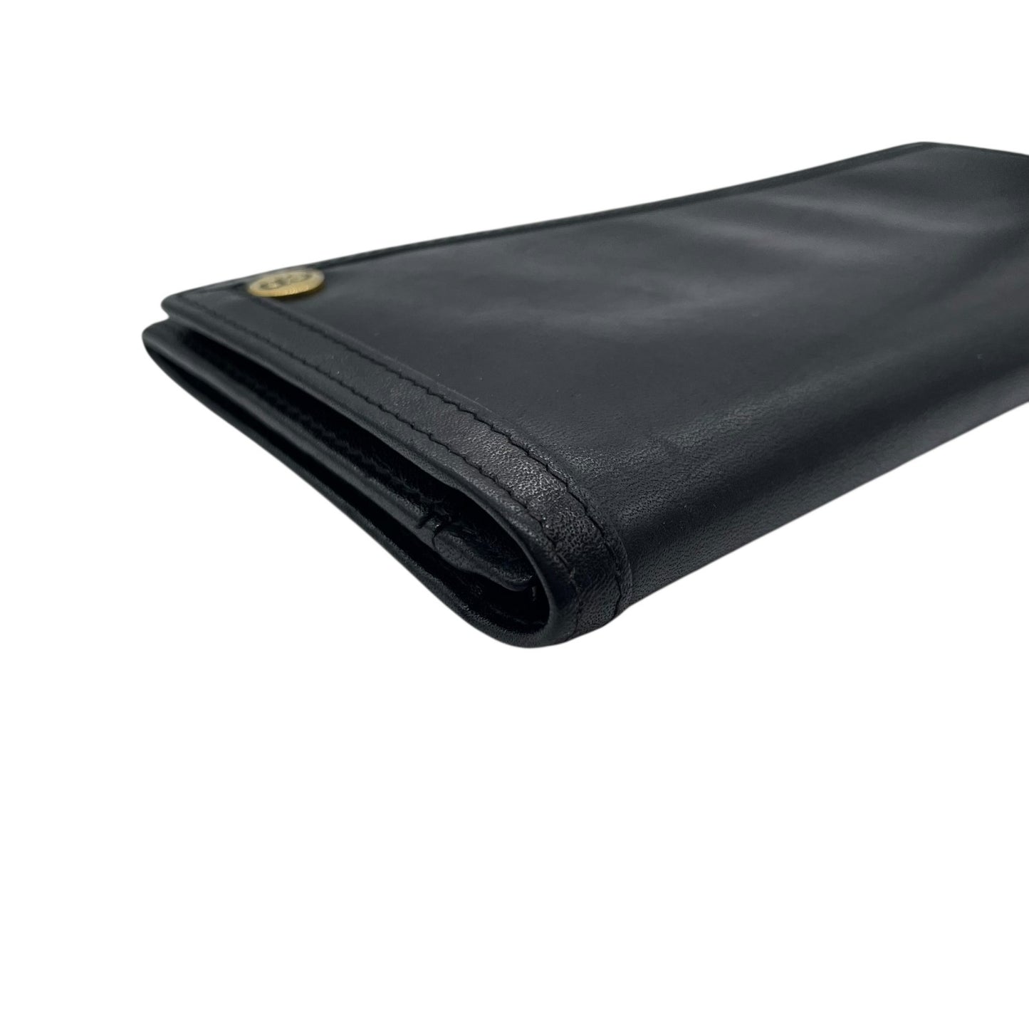 クリスチャンディオール Christian Dior 長財布 レザー 黒 ブラック CDロゴ ゴールド金具 金金具 ヴィンテージ レディース メンズ W4