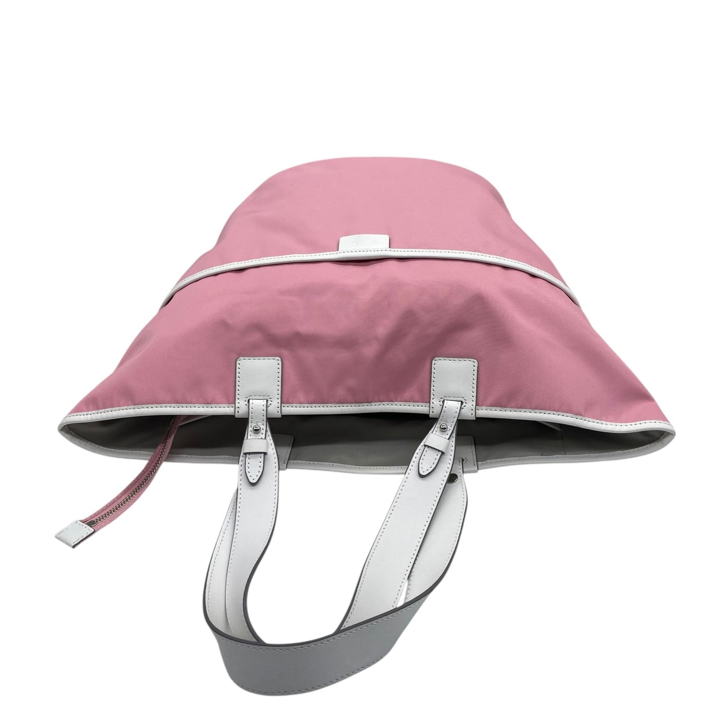 アニエスベー agnès b. VOYAGE トートバッグ ピンク 白 ホワイト ナイロン レザー 大容量 軽量 シンプルデザイン U17