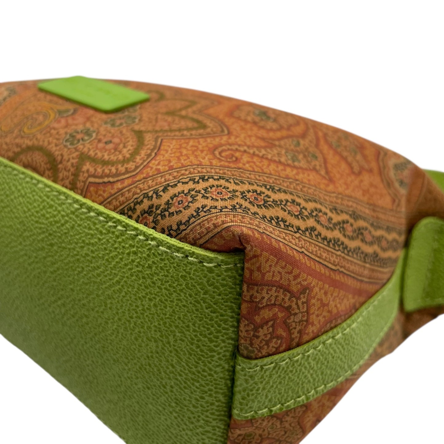 【未使用級】ETRO エトロ ハンドバッグ ミニバッグ アクセサリーポーチ ペイズリー柄 ブラウン グリーン ファブリック レザー ゴールド金具 レディース K11