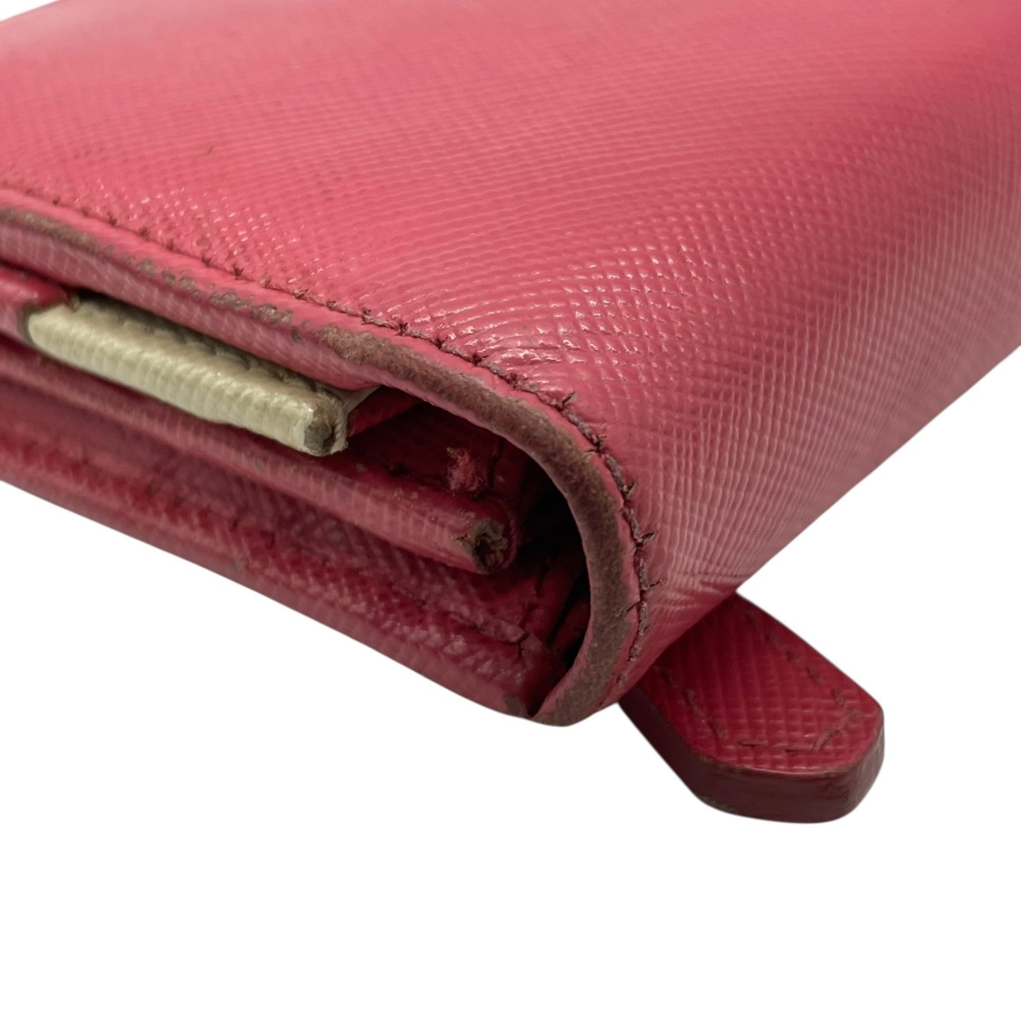 PRADA プラダ 長財布 ロングウォレット サフィアーノレザー フラップ ピンク バイカラー ゴールド金具 ロゴ レディース W3