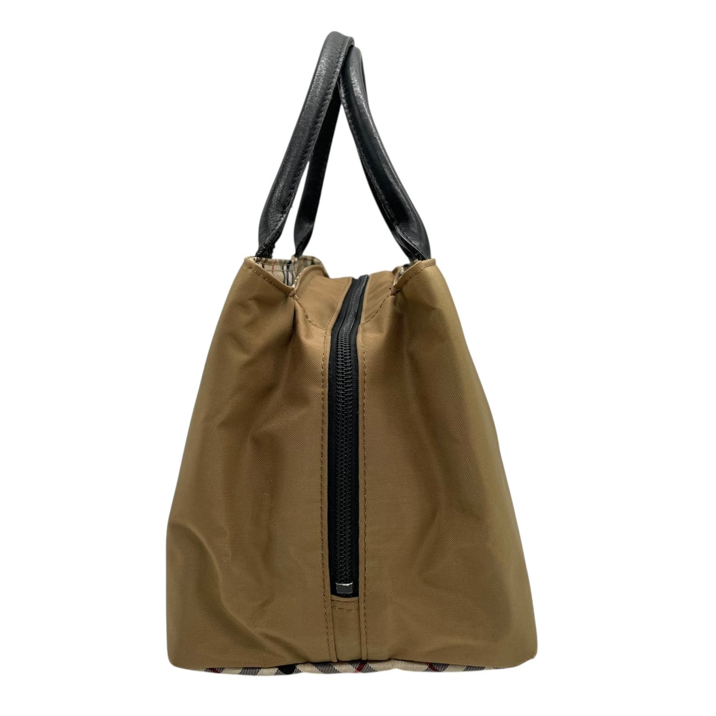 BURBERRY BLUE LABEL バーバリー ブルーレーベル ハンドバッグ ノバチェック ベージュ ブラック ナイロン×レザー シルバー金具 トート レディース U14