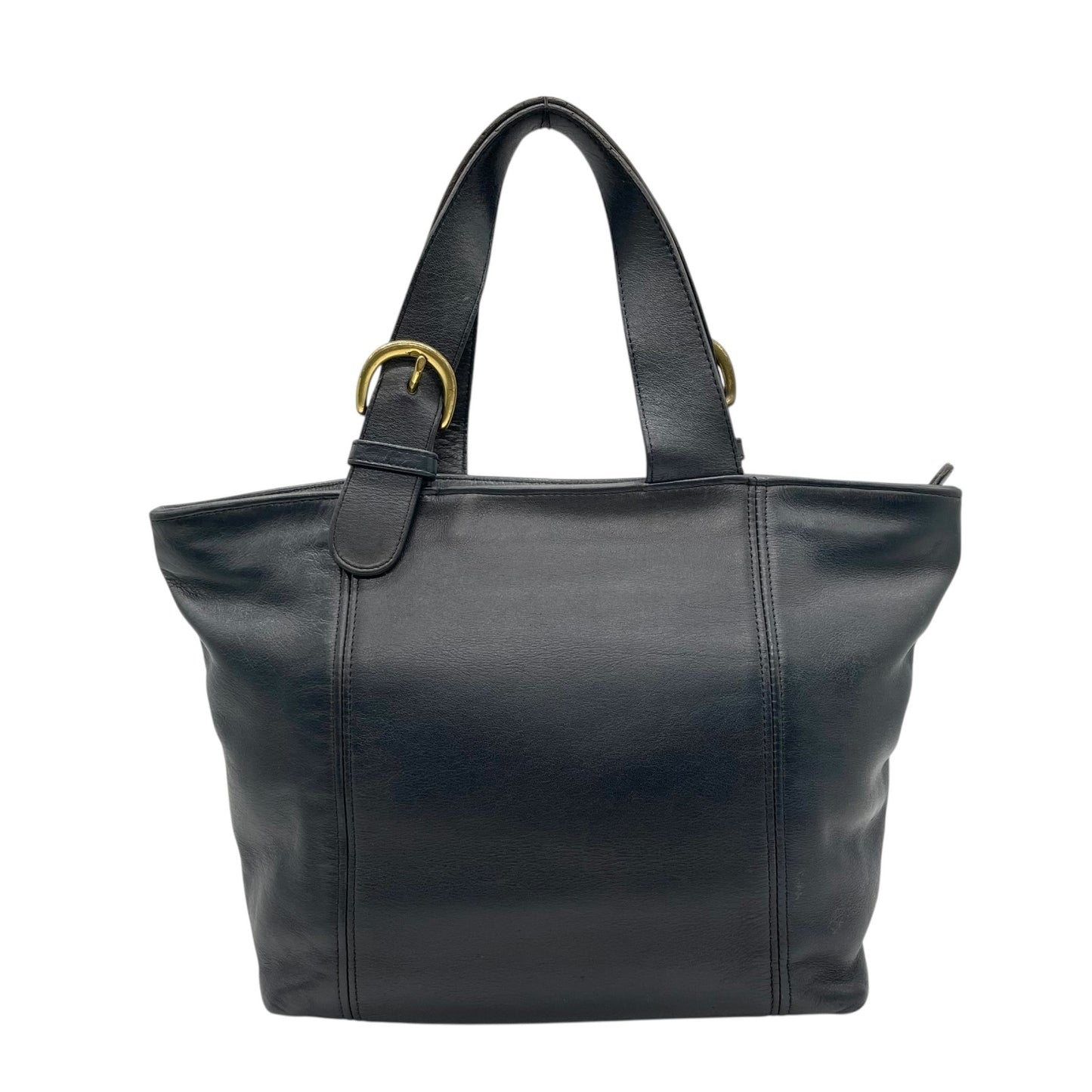 コーチ COACH オールドコーチ ハンドバッグ ミニトートバッグ 紺 ネイビー レザー ゴールド金具 ファスナー開閉 ロゴチャーム USA製 ヴィンテージ レディース S12