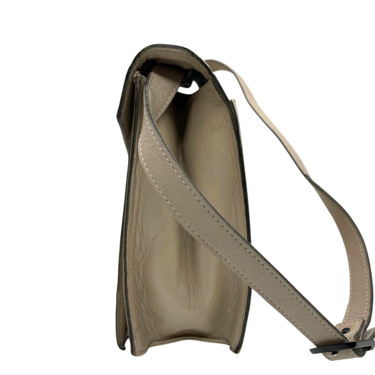 イヴサンローラン Yves Saint Laurent ショルダーバッグ ワンショルダー ベージュ グレージュ レザー ゴールド金具 フラップ開閉 肩掛け可 YSL ヴィンテージ レディース S81