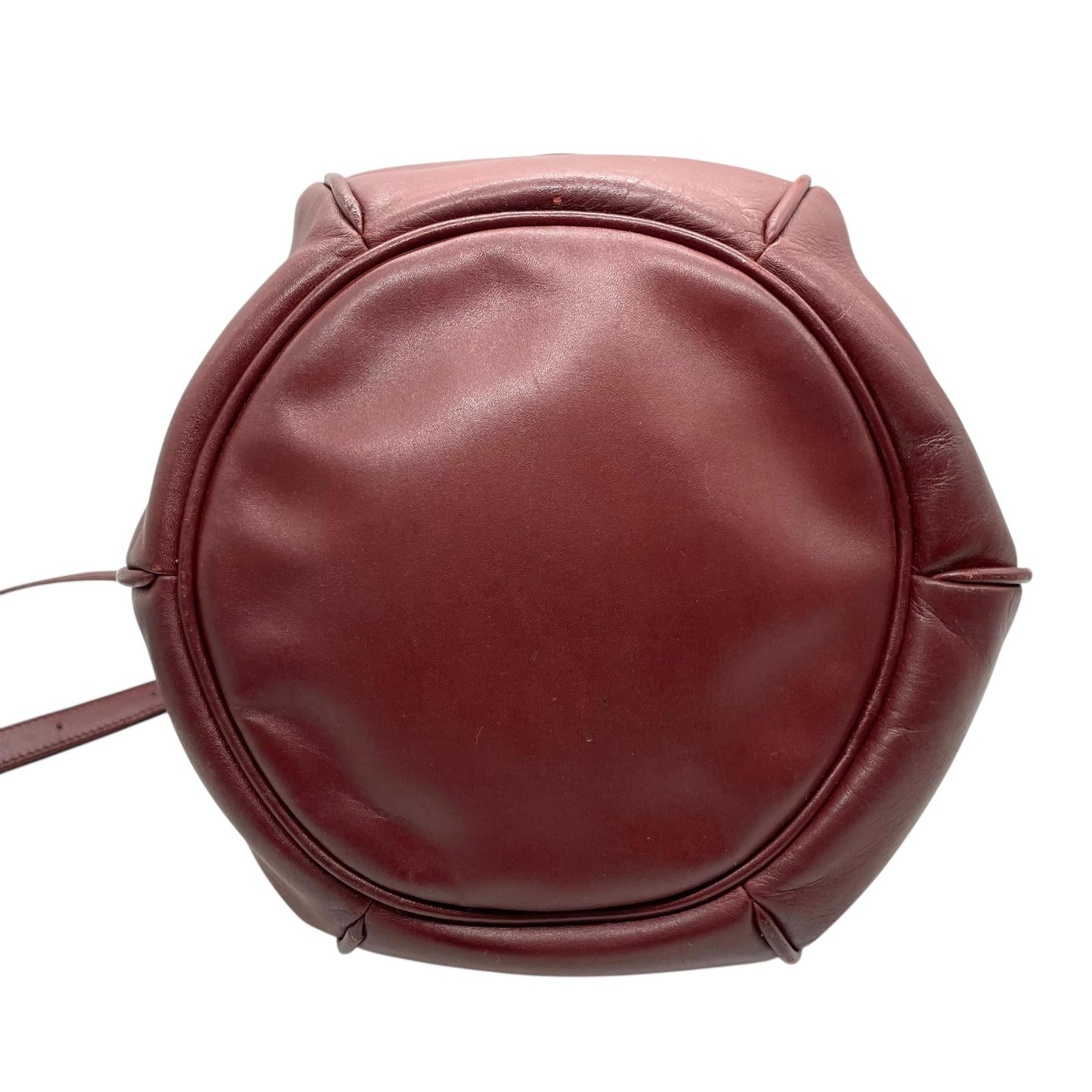 カルティエ マストライン ショルダーバッグ 巾着型 ボルドー ワインレッド レザー ゴールド金具 ロゴ型押し ヴィンテージ レディース A8