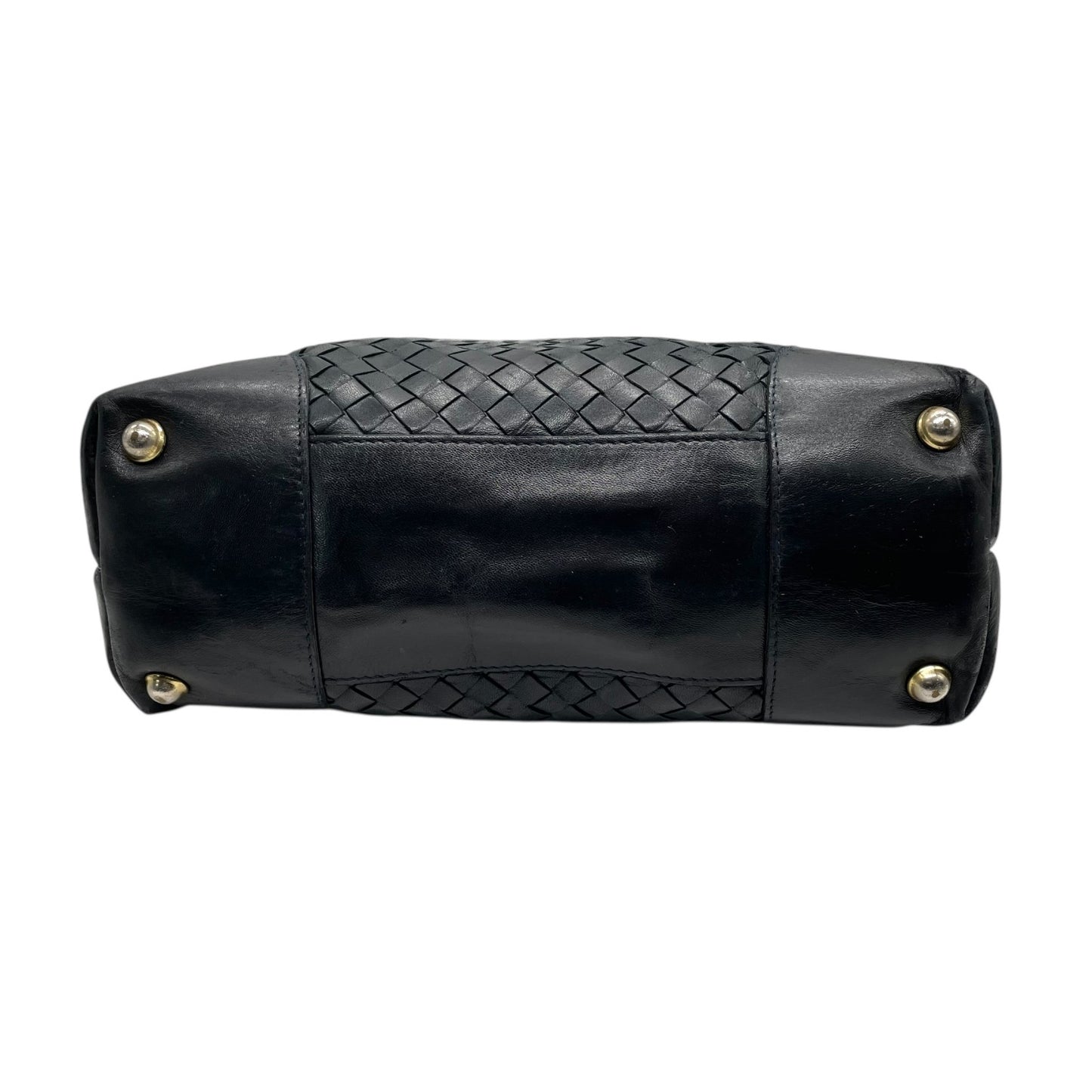 BOTTEGA VENETA ボッテガヴェネタ イントレチャート ハンドバッグ ワンショルダー ネイビー レザー ゴールド金具 肩掛け可 編み込み レディース K11